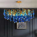 GobekUsa Art Deco Blue Queen Crystal Chandelier for Living Room