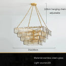 GobekUsa Gold Glass Chandelier Luxe Living Room Lighting Fixture Luxurious Hanging Lamp