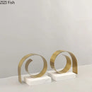 GobekUsa Golden Spiral Bookend Set with Marble Base for Stylish Desk & Library Decor