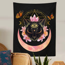 GobekUsa Cat Witch Moon Star Tapestry Wall Hanging - Trippy Psychedelic Wall Decor