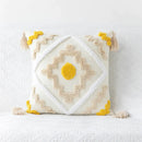 GobekUsa Geometric Tufted Embroidery Flowers Boho Cushion Cover with Tassel