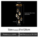 GobekUsa Diamond Crystal Chandelier Staircase LED Golden Large Living Room Hall Lighting