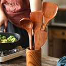 GobekUsa 4-Piece Wooden Kitchen Utensil Set | Eco-Friendly Cooking Spoons and Spatula