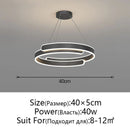 GobekUsa Black White LED Ring Chandelier Pendant Lights for Home Indoor Decor