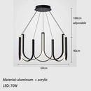GobekUsa LED Chandelier: Black Gold Aluminium Hanging Light, Parlor Dining Room Bedroom Lamp