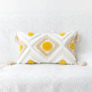 GobekUsa Geometric Tufted Embroidery Flowers Boho Cushion Cover with Tassel