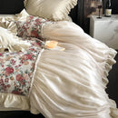 GobekUsa Chic Flowers Jacquard Cotton Bedding Set with Ruffles
