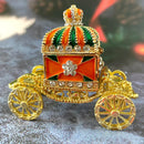 GobekUsa Enamel Crown Jewelry Box Carriage Figurine Wedding Ring Holder Shrine Home Decor