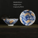 GobekUsa Blue and White Porcelain Hand-Painted Tea Cups - Set of 1