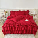GobekUsa Lace Ruffle Princess Bedding Set with Bed Skirt & Pillowcases