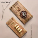 GobekUsa Lovesickness Wooden Serving Tray with Metal Handle | Elegant Fruit and Sushi Dish