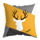 GobekUsa Geometric Deer Print Pillowcase 45x45cm - Yellow Home Decor