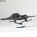 GobekUsa Bull Statue: Abstract Cast Iron Cattle Sculpture for Modern Home Decor
