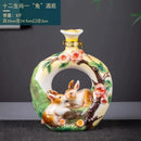 GobekUsa Jingdezhen Ceramic Wine Bottle Sculpture Gift Chinese Zodiac 3kg