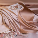 GobekUsa Elegant Flowers Embroidery Brocade Cotton Bedding Set - Duvet Cover, Sheet, Pillowcases
