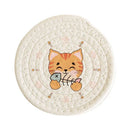 GobekUsa Cat Print Round Woven Coaster Cup Mat Table Heat Insulation Pad