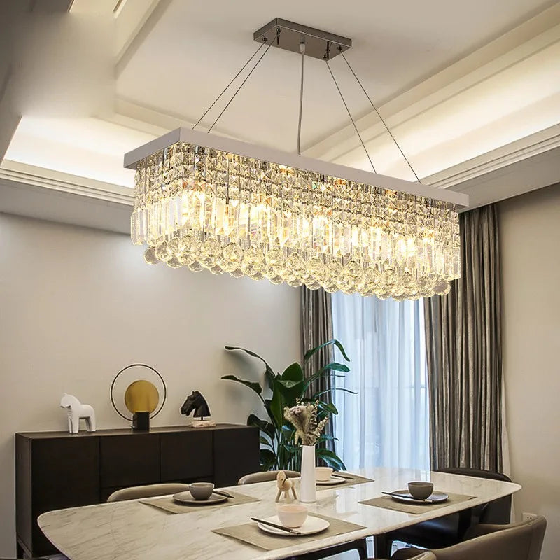 Modern Silver Crystal Chain Pendant Chandelier, photo 6 of 7