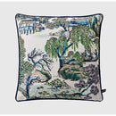 GobekUsa Chinese City Landscape Velvet Lumbar Pillow Cover with Tassels, 30x50cm