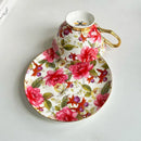 GobekUsa Flowers Pattern Porcelain Coffee Cup & Saucer Set - Exquisite Tea & Juice Mug