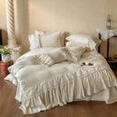 GobekUsa French Lace Ruffle Embroidery Bedding Set with Natural Health Skin Fabric