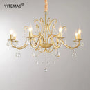 GobekUsa Gold Crystal Chandelier with Lamp Shade for Elegant Living Room, Bedroom, and Kitchen