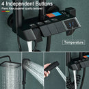 GobekUsa Black Piano Digital Shower System with Intelligent Brass Faucets and White Rainfall Shower