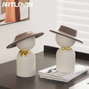 GobekUsa Abstract Couple Bust Sculpture: Modern Decorative White Statue for Stylish Home Decor