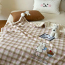 GobekUsa Cartoon Patch Woolen Blanket with Fur Balls for Single Bed