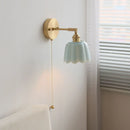 GobekUsa Copper Wall Light Fixture Bedroom Bedside Sconce White Ceramic Lamp