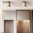 GobekUsa Japanese Style Stone Wood Round Ceiling Light for Living Room and Corridor