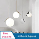 GobekUsa Glass Ball Pendant Light Fixture Modern Hanging Lamp for Bedroom Dining Room