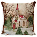 GobekUsa Christmas Snowman & Santa Claus Linen Pillow Cover for Festive Living Room Decor