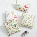 GobekUsa Botanical Floral Embroidered Cushion Cover - Country Style Decorative Pillowcase