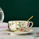 GobekUsa Elegant Flower Tea Cup Set with Spoon & Saucer