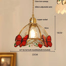GobekUsa Butterfly Pink LED Pendant Lamp Walnut Wood Glass Nordic Modern Home Decor