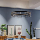 GobekUsa Glass Circle LED Pendant Light: Stratos Luxury Chandelier for Kitchen Island