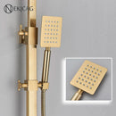 GobekUsa Brushed Gold Shower Faucet Set: Adjustable Height 4-Function Mixer Bathtub Tap