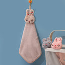 GobekUsa Cartoon Rabbit Coral Velvet Hand Towel - Quick Dry Kitchen Bathroom Cleaning Towel