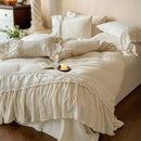 GobekUsa French Lace Ruffle Embroidery Bedding Set with Natural Health Skin Fabric