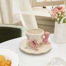 GobekUsa Bowknot Ceramic Cup & Saucer Set for Dining Table and Coffee - Tea & Juice Mug