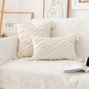 GobekUsa Cotton Tassels White Cushion Covers 45x45/30x50cm - Square Geometry Pillowcase