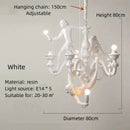 GobekUsa 3 Monkeys Pendant Chandelier - Black White Resin - High-end Indoor LED Decor