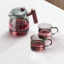 GobekUsa Glass Tea Pot with Wooden Handle - Heat Resistant, Chinese Kung Fu Tea Set