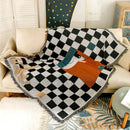 GobekUsa Cozy Plaid Wool Blend Crochet Checkerboard Blanket