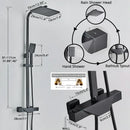 GobekUsa Black Thermostatic Shower Faucet Rain Head System for Wall Mount Installation