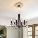 GobekUsa Black Iron Chandelier with Crystal Pendant for Home Lighting