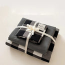 GobekUsa Japanese Grid Printed Cotton Bedding Set in Queen/King for Cozy Sleep