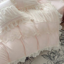 GobekUsa Lace Luxury Bed Skirt Set: Silky Solid Color Bedclothes Single Double Bedspread