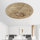 GobekUsa Bamboo Ceiling Fan with Lights Remote Control 50cm Retractable Silent Blades