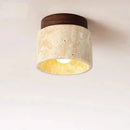 Modern Travertine Stone Pendant Light in White
